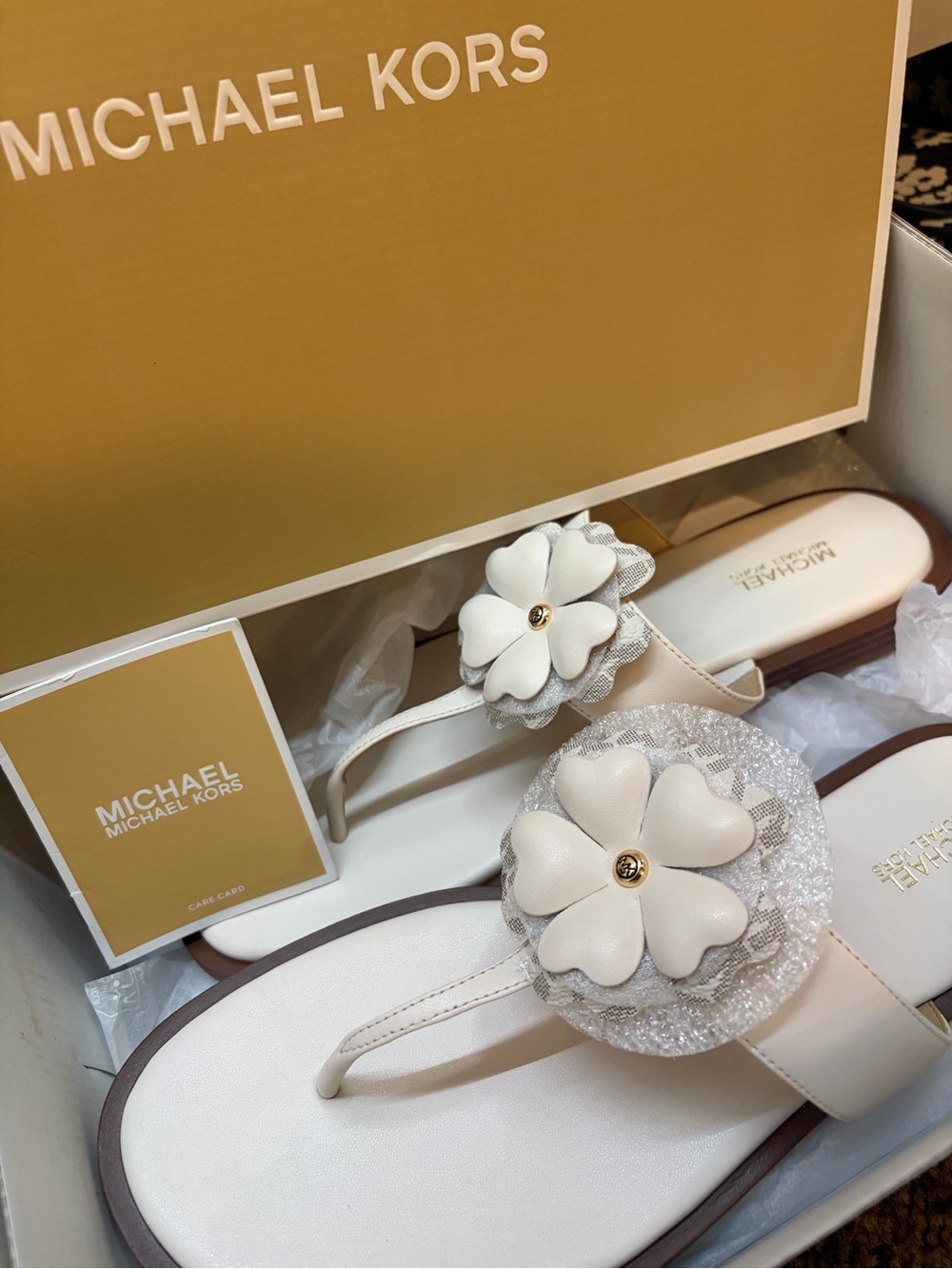 Michael Kors Callie Embellished Signature Logo Trim Thong Sandals NWT Size 10